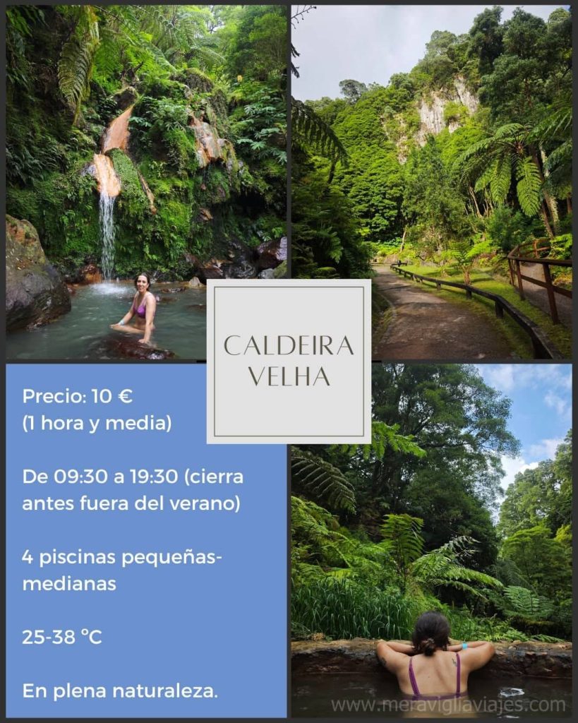 Infomación de las termas Caldeira Velha, San Miguel, Azores.