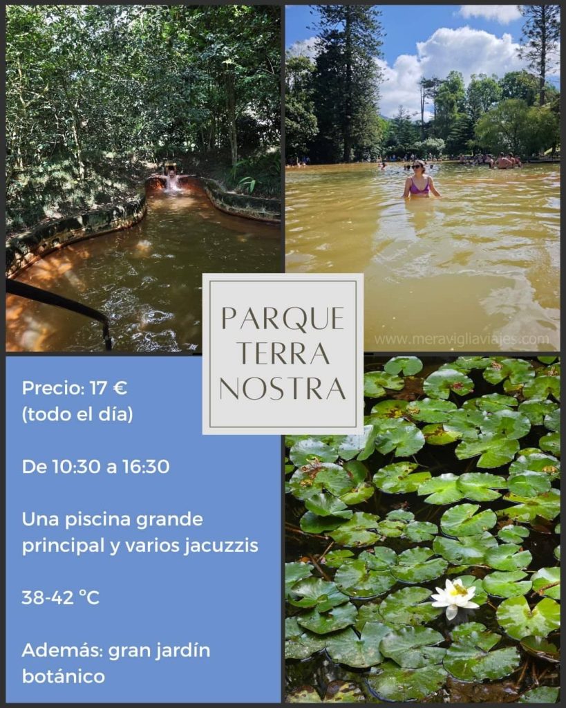 Información del Parque Terra Nostra, una de las termas de San Miguel.
