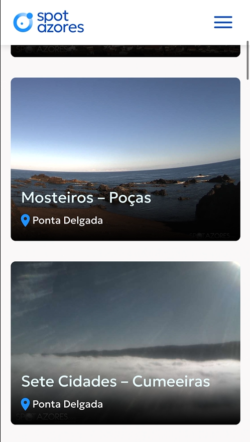 Captura de pantalla de la web Spot Azores